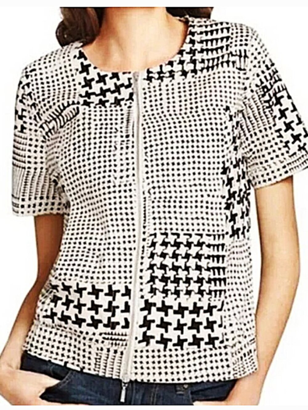 Cabi 931 Coupe Houndstooth Bomber Jacket size M  NWOT